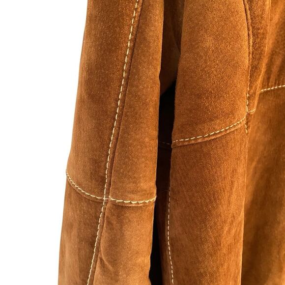 Wilsons Leather Pelle Studio Penny Lane Long Brown Suede Faux Fur Coat size XL - Picture 8 of 11